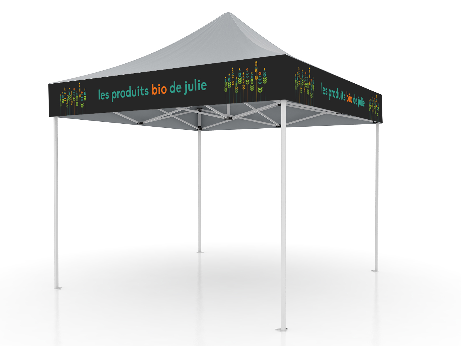 Customization of your tent Printing of the 4 borders of the roof